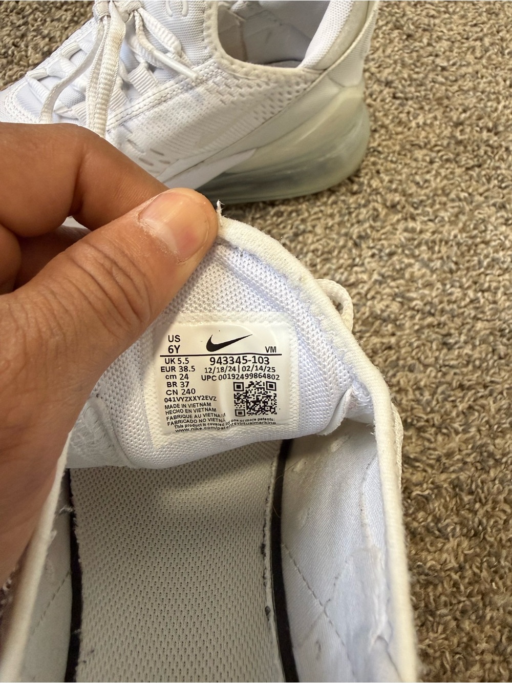 Nike Air Max 270 Triple White Sneakers - Picture 7 of 7